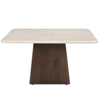 Moloo Mesa de centro 75 cm en m&aacute;rmol y madera marr&oacute;n