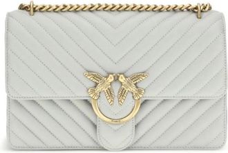 Pinko Love One Classic Schoudertas - Dames - Schoudertassen - Grijs - ONE Size - Leer - Tassen