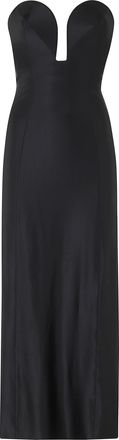 Paco Rabanne Black Bustier Sweetheart Viscose Midi Dress