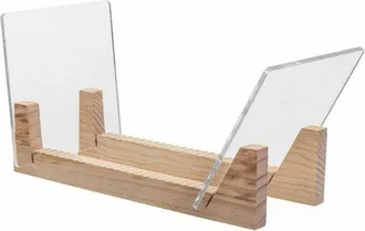 OEM Soporte Para Vinilos - Madera Maciza Y Acr&iacute;lico Transparente - Capacidad 50 &Aacute;lbumes Lp - Estructura Inclinada - Montaje R&aacute;pido - Negro
