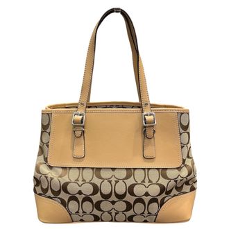 Coach Beige Signature Line Tote Bag (Pre-Owned)