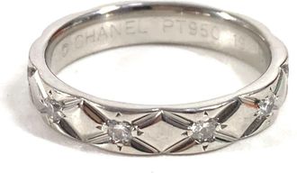 Chanel Silver Platinum 950 Band Ring (Pre-Owned)