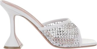 Amina Muaddi Heeled Mules, female, White, Size: 8 1/2 US Lupita Crystal Net Slipper 95