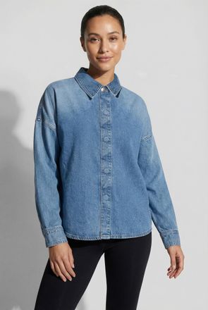 Calvin Klein Jeans Hemdbluse CALVIN KLEIN JEANS RLXD LNN DNM SHRT DY, Damen, Gr. XXL (46), daytona, Web, Obermaterial: 70% Baumwolle, 30% Leinen, unifarben, regular fit 