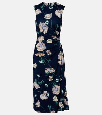 Erdem Abito midi in jersey con stampa floreale