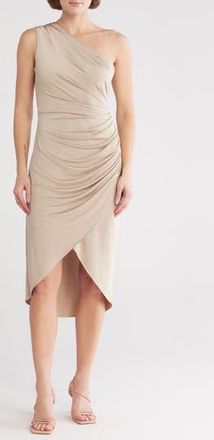 Julia Jordan One-Shoulder Ruched Dress in Gold at Nordstrom Rack, Size 16