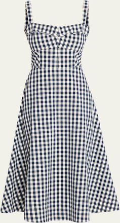 Veronica Beard Aila Gingham A-Line Midi Dress
