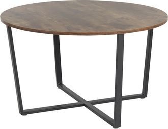 Beliani Mesa De Centro Madera Oscura Tablero De Mdf Negro 80 Cm Patas De Metal Industrial Sala De Estar Orick