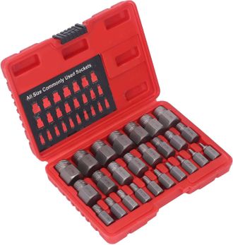 OEM Extractor De Pernos Hexagonales De Acero Cromo-molibdeno Con Cabeza Hexagonal, Caja De Almacenamiento De 25 Piezas Para Extractores De Tornillos Da&ntilde;ad