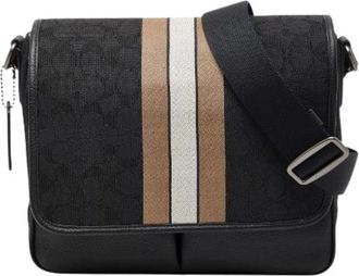 Coach Pre-owned Cross Body Bags, male, Black, Size: ONE SIZE Pre-owned Signature Thompson Canvas Leather Shoulder Bag