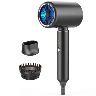 OEM Secador De Pelo De Viaje, I&oacute;nico, 2200 W, Con Difusor Y Accesorios, 4 Ajustes De Temperatura, Color Negro/plateado
