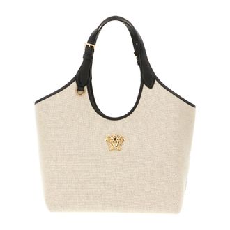 Versace Tote Bags, female, Beige, Size: ONE SIZE La Medusa Tote