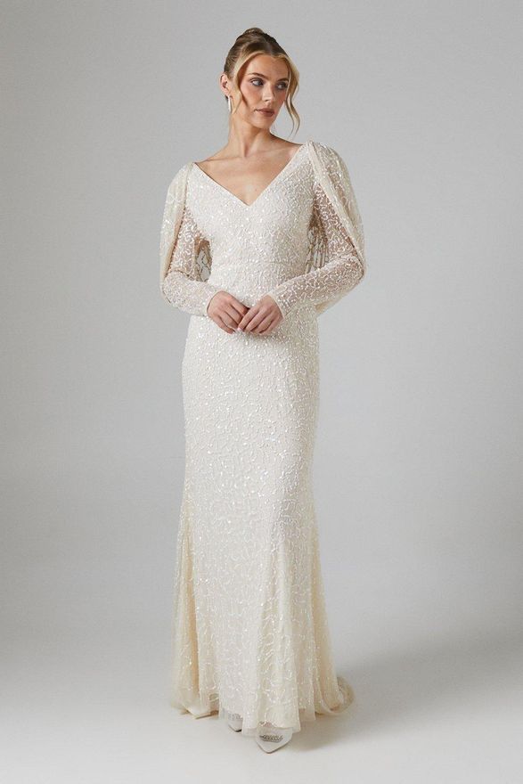 chinese dress ladies CLEMENTINE LUX / Elegant Wedding Dress with Long Sheer Sleeves