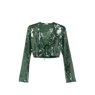 Os&eacute;ree Marylin Sequin Tie-fastening Top