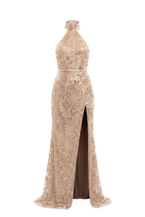 Saiid Kobeisy Halter Neck Embroidered Tulle Dress