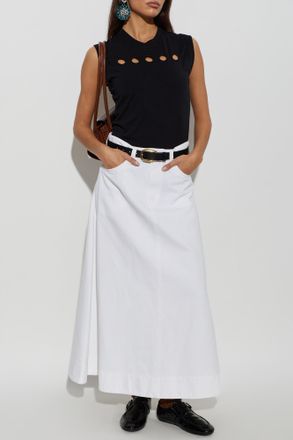 Marni Denim Skirt With Flared Hem, Womens, White