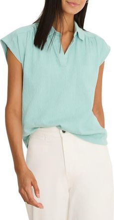 Nic+Zoe Coastal Crinkle Cotton Blend Top in Aquifer at Nordstrom, Size Xx-Large