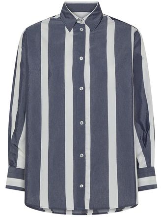 Cruna Grey Wide Vertical Stripe Button-Up Shirt