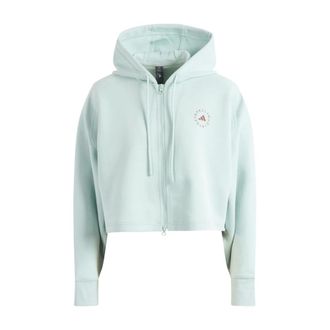adidas Adidas by Stella McCartney, Long Sleeve Training Tops, female, Green, Size: XS Cropped Hoodie