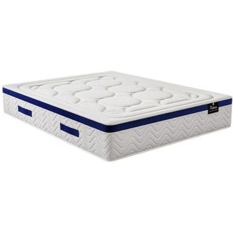 Vente-Unique Vente-unique - Materasso matrimoniale francese ibrido a molle insacchettate memory foam motivo singolo 140 x 190 cm sp.30 cm Blu - marquis di palacio