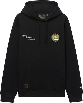 Alpha Industries tiger-patch embroidered-logo hoodie - Black