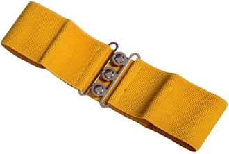 Banned Retro Vintage 1950s Elasticated Wide Nurse Belt - Mustard (Medium - UK 10-16)