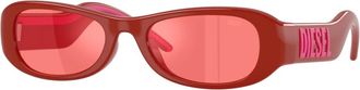 Diesel Dl 3020U Zonnebril - unisex - Zonnebrillen - Rood - 52 MM - Accessoires