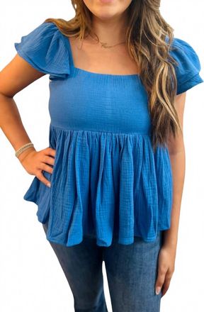 Pinch Design Cotton Gauze Top In Blue