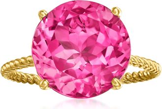 Ross-Simons Pink Topaz Twist Rope Ring in 14kt Yellow Gold