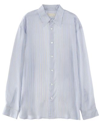 Dries Van Noten Blue Croom Vertical Stripes Cupro Shirt