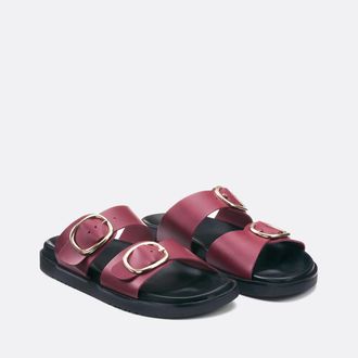 La Redoute Collections Leren muiltjes met dubbele gesp, Signature SALOME