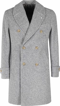 L.B.M. 1911 Dark Grey Double-Breasted Jersey Coat