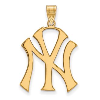 Diamond2Deal 10k Yellow Gold New York Yankees N-Y Extra Large Pendant