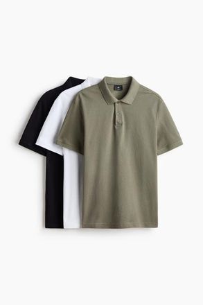 H&M 3-pack Regular Fit Polo Shirts in Navy Blue at Nordstrom, Size Xx-Large