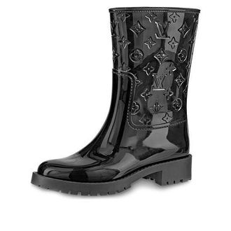 Louis Vuitton (WMNS) LOUIS VUITTON Drops Flat Half Boots Black 1A8QUX