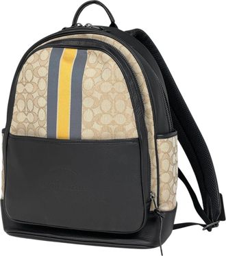 Coach Signature Beige Black Signature Line Backpack (Pre-Owned)