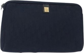 Dior Pre-owned Clutches, female, Blue, Size: ONE SIZE Pre-owned Vintage Trotter Canvas Clutch