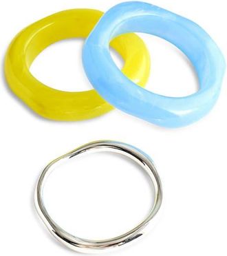 Madewell Set of 3 Sculptural Resin Bangle Bracelets in Tranquil Blue at Nordstrom