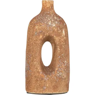 Foreside Home And Garden Textured Glaze with Center Hole Vase Rust Stoneware at Nordstrom