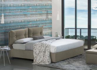 Dmora Dmora - Cama De Plaza Y Media Dabbadi, Cama Contenedor Con Revestimiento De Tela, 100% Made In Italy, Apertura Frontal, Con Colch&oacute;n Cm 120x190 Incluid