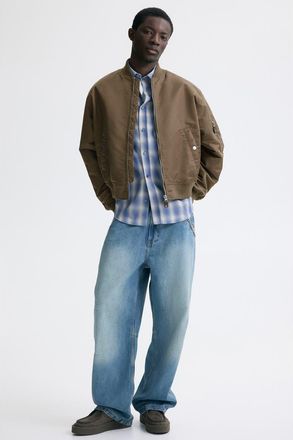 H&M Padded Nylon Bomber Jacket in Khaki Green at Nordstrom, Size Xxx-Large