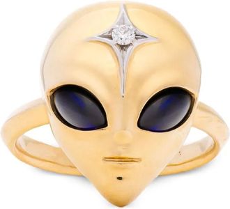 Sybarite Anello Shes An Alien in oro giallo 18 carati con zaffiri e diamanti