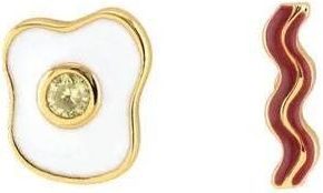 Kris Nations Womens Bacon And Egg Enamel Stud Earrings In Multicolor