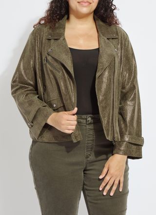 Lyss&eacute; Emory Vegan Suede Moto Jacket Curvy