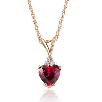 Pompeii3 1/2ct Diamond & Ruby Heart Pendant 14K White Yellow or Rose Gold Necklace 1/2