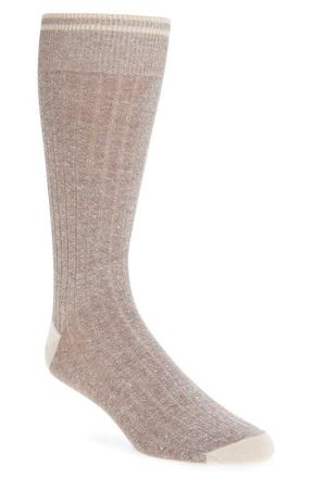 Nordstrom Ribbed Linen Blend Dress Socks in Taupe at Nordstrom