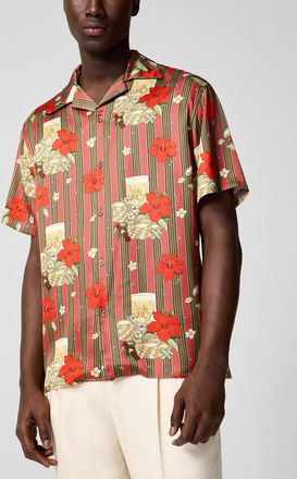 Dr&ocirc;le de Monsieur Mens Hibiscus Club satiny cabana shirt