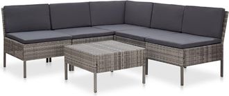 vidaXL Set De Muebles De Jard&iacute;n 6 Pzas Y Cojines Rat&aacute;n Sint&eacute;tico Gris