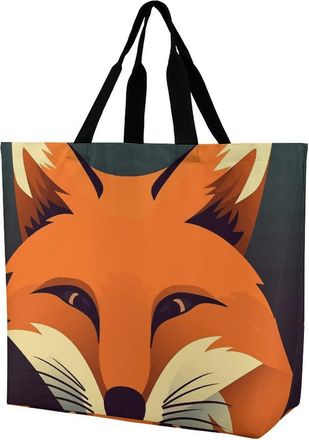 Generic A Fox Image Shopping Bag Foldable Carry Bag Handle Handbags For Daily Use Camping Yoga