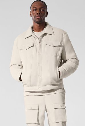 Alo | Ease Trucker Jacket in Bone Beige, Size: Medium